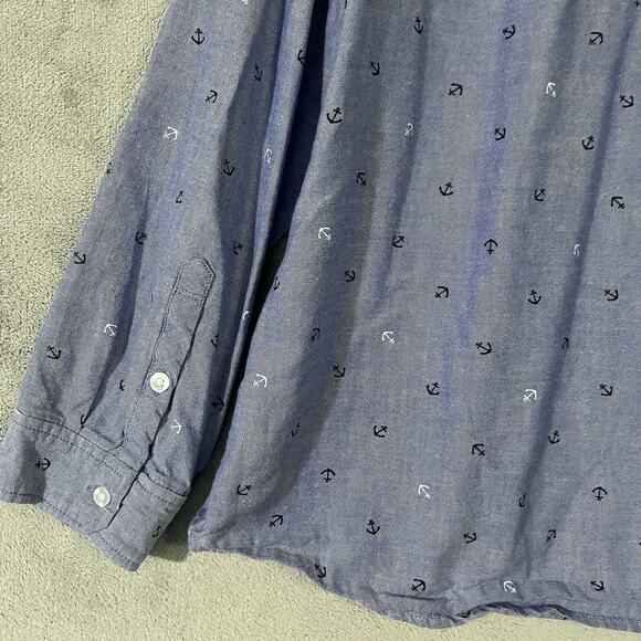 Croft Barrow Button Up Shirt Blue Womens 1X Plus Long Sleeve Preppy Nautical - Picture 7 of 9